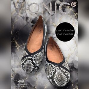 Vionic Spark Caroll Women Size 9.5 Snakeskin Patterned Ballet Flats EVA Footbed